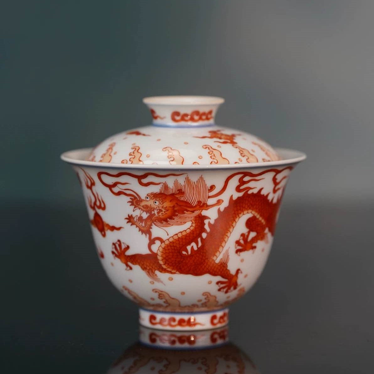 QianJingYueXin: Iron Red Glaze Dragon Gaiwan 千静悦心 矾红龙纹盖碗