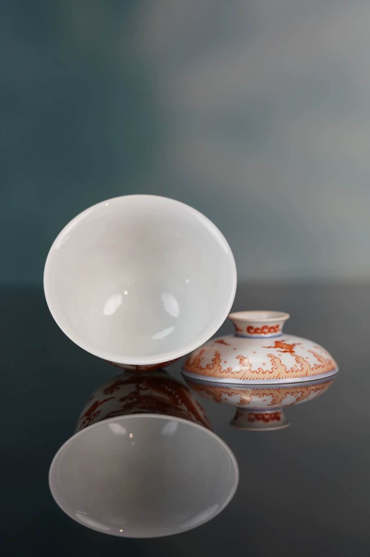 QianJingYueXin: Iron Red Glaze Dragon Gaiwan 千静悦心 矾红龙纹盖碗